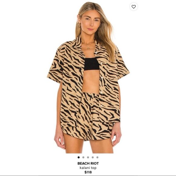Beach Riot Kalani Top Zebra Print Short Sleeve Button-Down Size Small - Picture 1 of 3